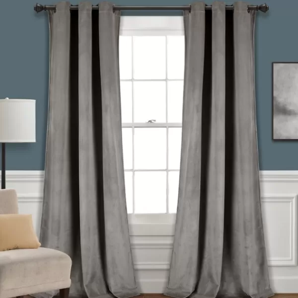 Curtains & Drapes-Kirkland's Home Dark Prima Velvet Curtain Panel Set, 108 In. Gray