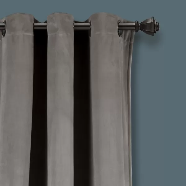 Curtains & Drapes-Kirkland's Home Dark Prima Velvet Curtain Panel Set, 108 In. Gray