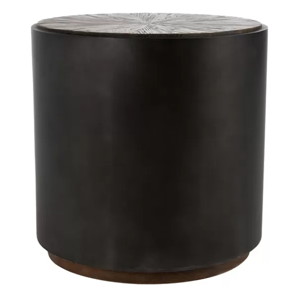 Accent & End Tables-Kirkland's Home Dark Reclaimed Elm Wood Drum Accent Table