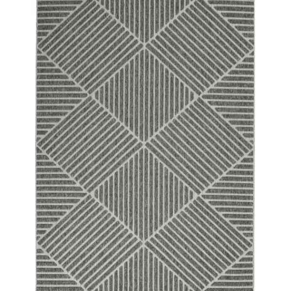 Outdoor Rugs-Kirkland's Home Dark Square Diamond Outdoor Area Rug, 5X7 Gray