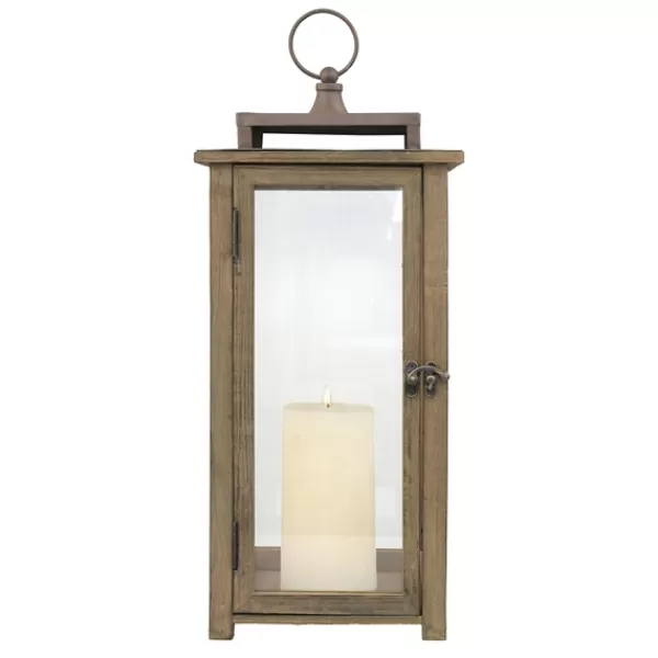 Lanterns-Kirkland's Home Dark Stain Distressed Lantern Brown