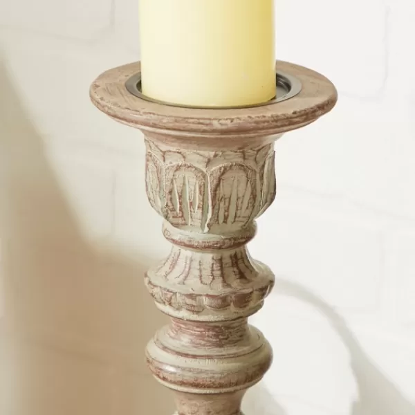 Candle Holders-Kirkland's Home Dark Stained Wood Candle Holders, Set Of 3 Gray