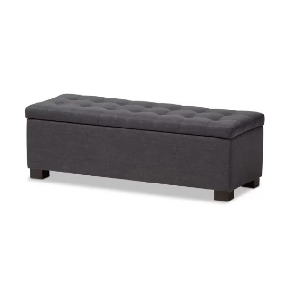 Entryway Furniture-Kirkland's Home Dark Tufted Contemporary Storage Bench Gray