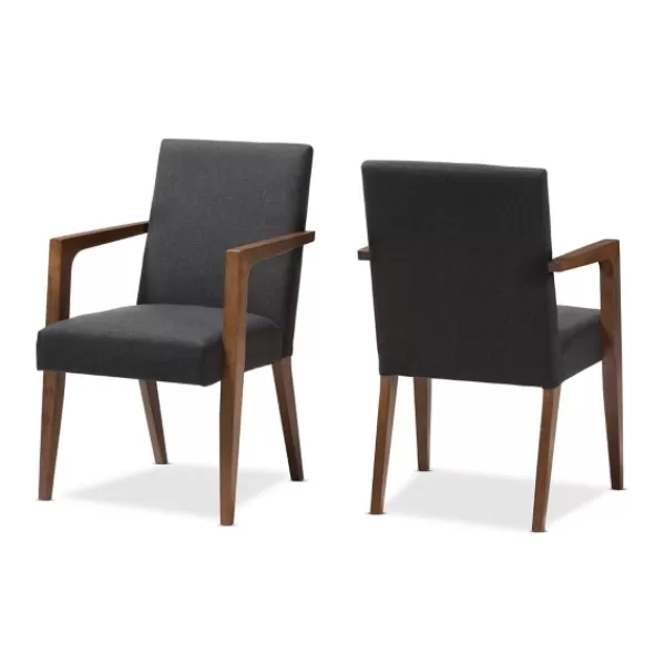 Accent Chairs-Kirkland's Home Dark Upholstered Wooden Accent Chair Gray