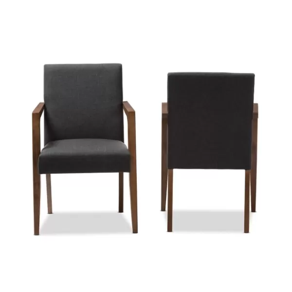 Accent Chairs-Kirkland's Home Dark Upholstered Wooden Accent Chair Gray