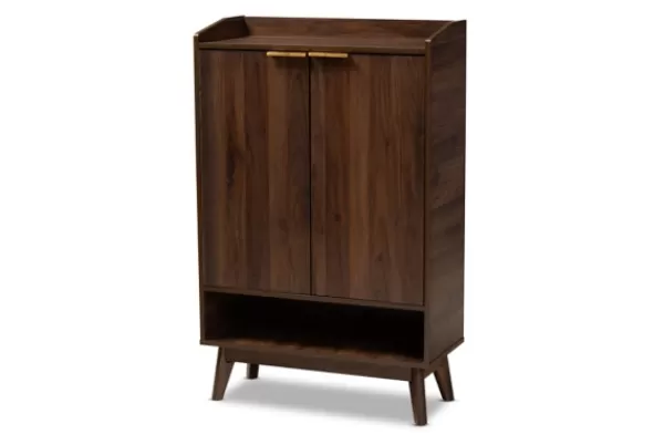 Entryway Furniture-Kirkland's Home Dark Walnut 5-Shelf Wooden Shoe Cabinet Brown