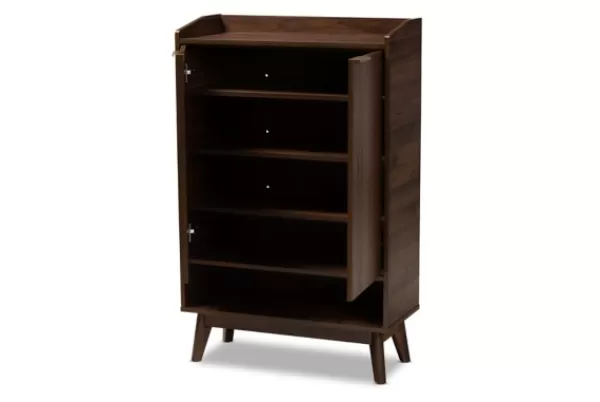 Entryway Furniture-Kirkland's Home Dark Walnut 5-Shelf Wooden Shoe Cabinet Brown