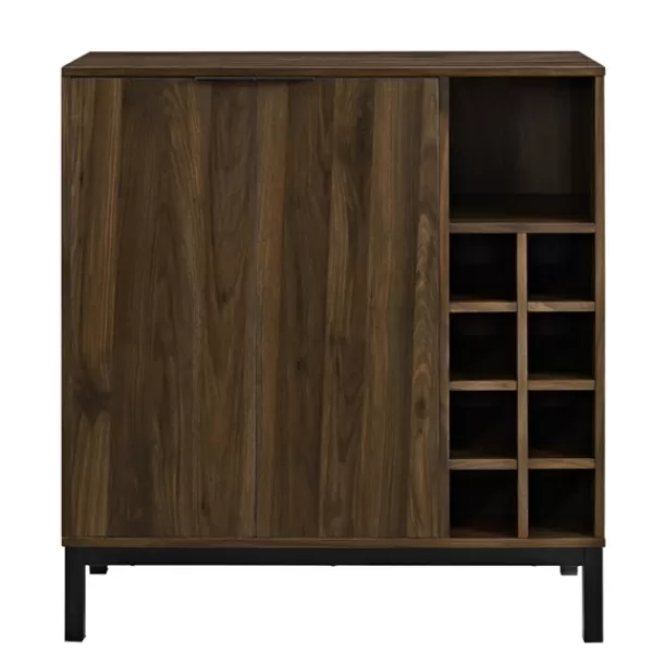 Cabinets & Sideboards-Kirkland's Home Dark Walnut Bar Cabinet With Wine Storage Brown