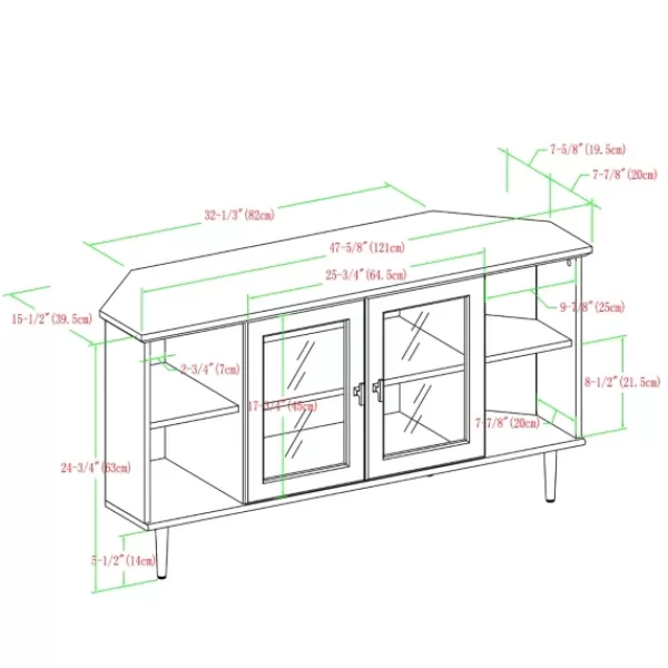 Tv Stands & Media Consoles-Kirkland's Home Dark Walnut Glass Door Corner Tv Stand Brown