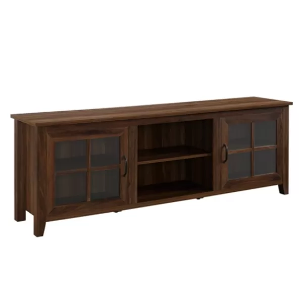 Tv Stands & Media Consoles-Kirkland's Home Dark Walnut Glass Door Tv Stand Brown