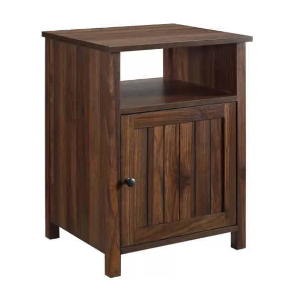 Accent & End Tables-Kirkland's Home Dark Walnut Grooved Door Side Table Brown