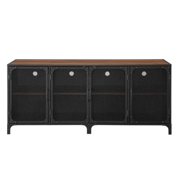 Cabinets & Sideboards-Kirkland's Home Dark Walnut Industrial Sideboard Cabinet Brown