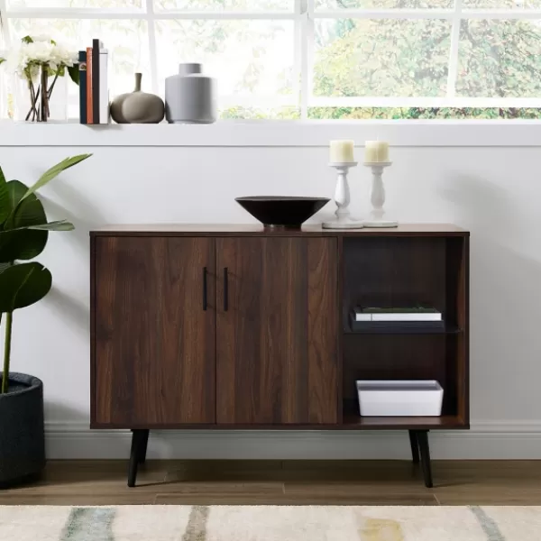 Console Tables-Kirkland's Home Dark Walnut Mid-Century Console Table Brown