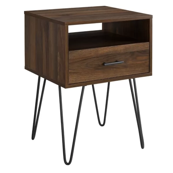 Accent & End Tables-Kirkland's Home Dark Walnut Modern Farmhouse Side Table Brown