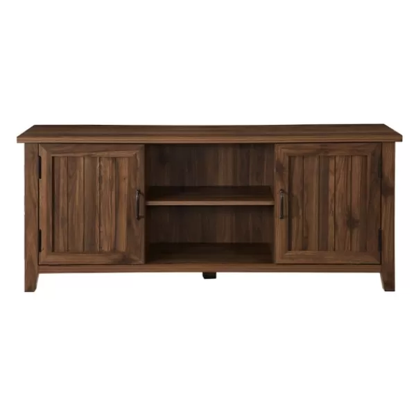 Tv Stands & Media Consoles-Kirkland's Home Dark Walnut Modern Farmhouse Tv Stand Brown