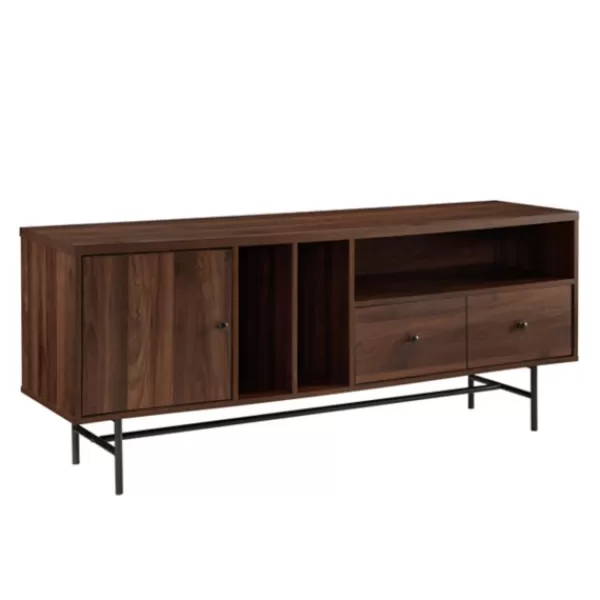 Tv Stands & Media Consoles-Kirkland's Home Dark Walnut Modern Record Storage Tv Stand Brown