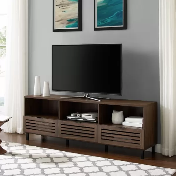 Tv Stands & Media Consoles-Kirkland's Home Dark Walnut Rustic Slat Door Tv Stand, 70 In. Brown