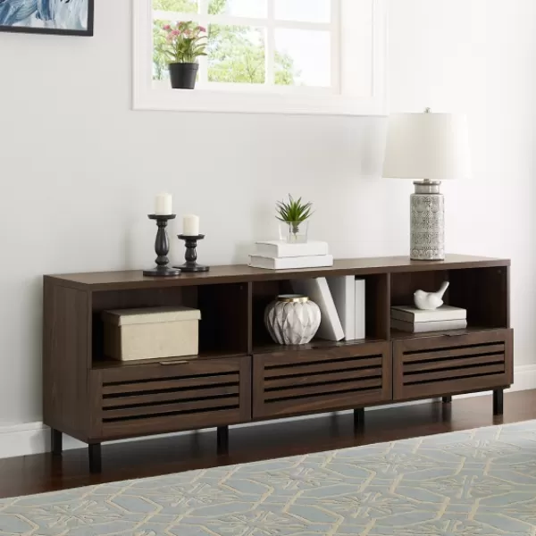 Tv Stands & Media Consoles-Kirkland's Home Dark Walnut Rustic Slat Door Tv Stand, 70 In. Brown