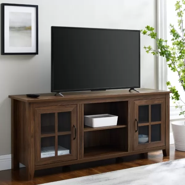 Tv Stands & Media Consoles-Kirkland's Home Dark Walnut Window Pane Tv Stand Brown