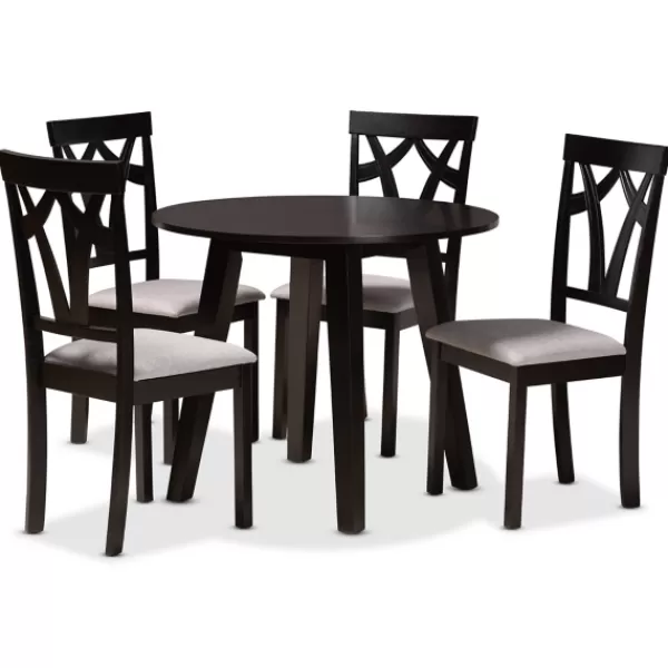 Dining Tables-Kirkland's Home Dark Wooden Splayed Base 5-Pc. Dining Set