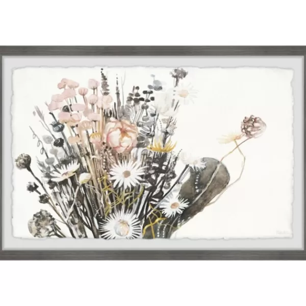 Framed Art-Kirkland's Home Deckled Flowering Bundle Framed Art Print White/Pink/Black