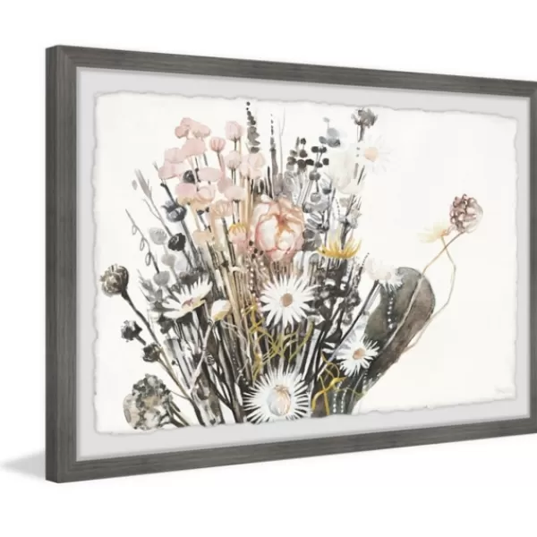 Framed Art-Kirkland's Home Deckled Flowering Bundle Framed Art Print White/Pink/Black