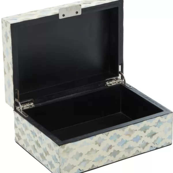 Baskets & Boxes-Kirkland's Home Decorative Mussel Shell Wood Boxes, Set Of 2 Ivory/Gray
