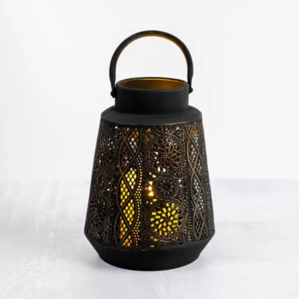 Lanterns-Kirkland's Home Decorative Pierced Metal Lantern, 12 In. Black