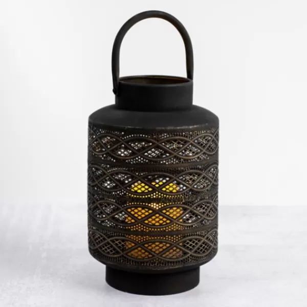 Lanterns-Kirkland's Home Decorative Pierced Metal Lantern, 14 In. Black