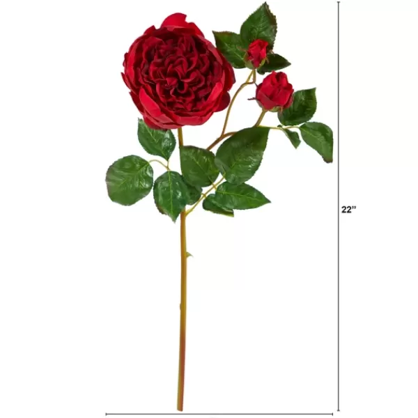 Stems & Bouquets-Kirkland's Home Deep Blooming Rose Stems, Set Of 6 Red