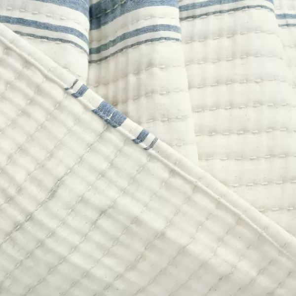 Blankets & Throws-Kirkland's Home Deep Blue Pick Stitch Stripe Decorative Throw Blue/White