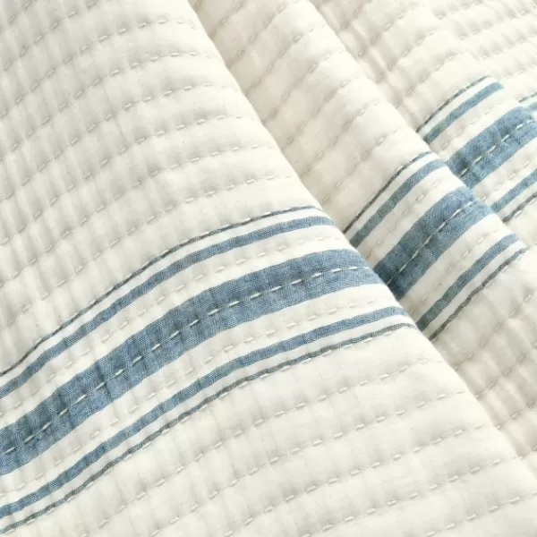 Blankets & Throws-Kirkland's Home Deep Blue Pick Stitch Stripe Decorative Throw Blue/White