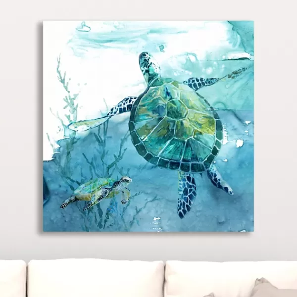 Canvas Art-Kirkland's Home Delray Sea Turtle Ii Giclee Canvas Art Print Blue