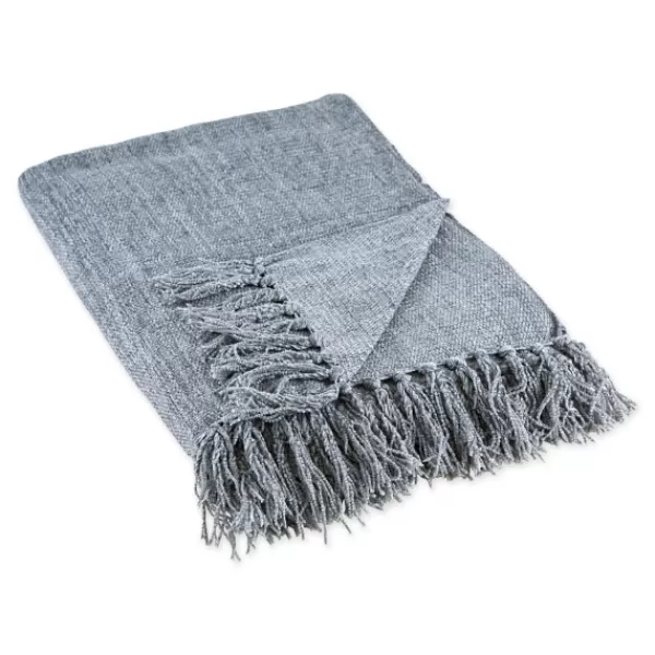 Blankets & Throws-Kirkland's Home Demin Chenille Fringe Throw Blue