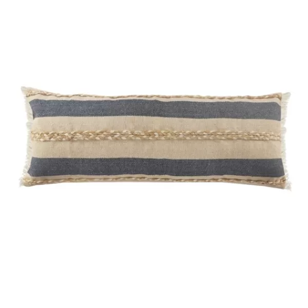 Pillows-Kirkland's Home Denim Blue Braided Stripe Lumbar Pillow Blue/Tan/White