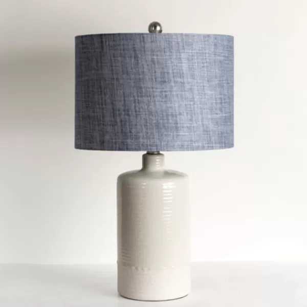 Table Lamps-Kirkland's Home Denim Shade Ribbed Table Lamp Blue