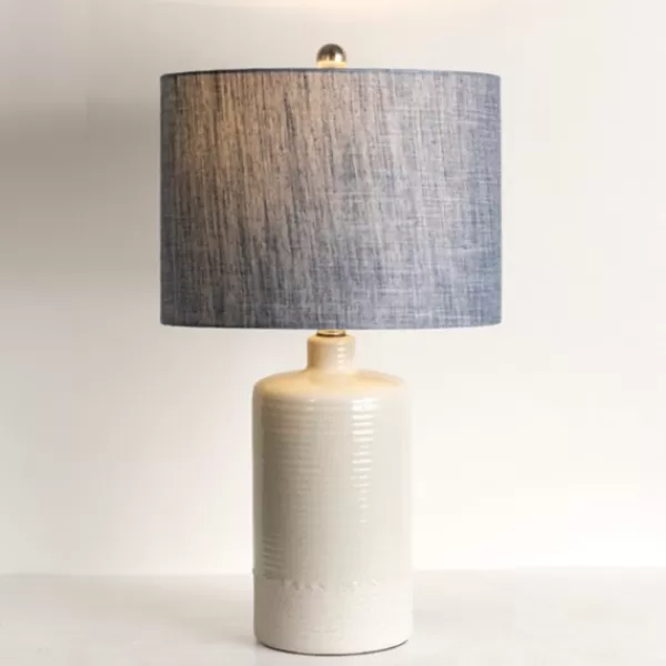 Table Lamps-Kirkland's Home Denim Shade Ribbed Table Lamp Blue