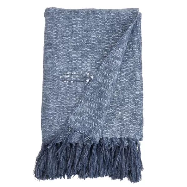 Blankets & Throws-Kirkland's Home Denim With Fringe Throw Blanket Blue