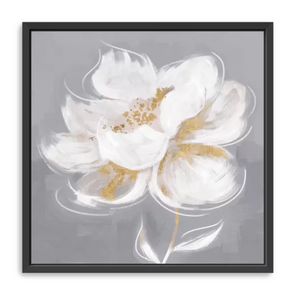 Framed Art-Kirkland's Home Devine Bloom Framed Canvas Art Print Gray/White/Gold