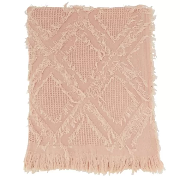 Blankets & Throws-Kirkland's Home Diamond Pattern Throw Blanket Pink