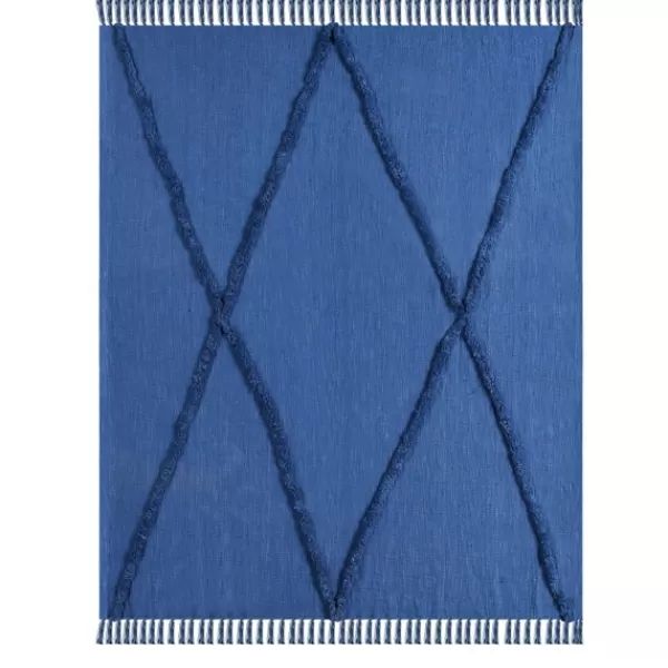 Blankets & Throws-Kirkland's Home Diamond Tufted Cotton Throw Blue