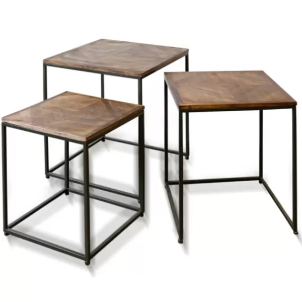 Accent & End Tables-Kirkland's Home Diamond Wood Top Nesting Accent Tables, Set Of 3 Brown