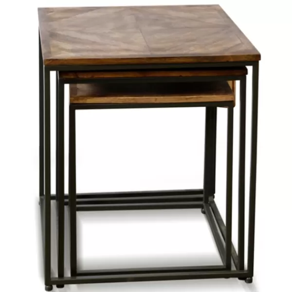 Accent & End Tables-Kirkland's Home Diamond Wood Top Nesting Accent Tables, Set Of 3 Brown