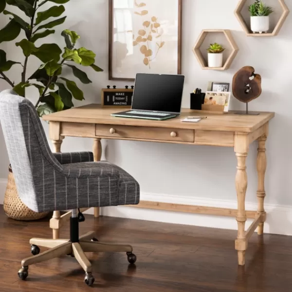 Office Furniture-Kirkland's Home Diane Spindle Leg Blond Wood Desk