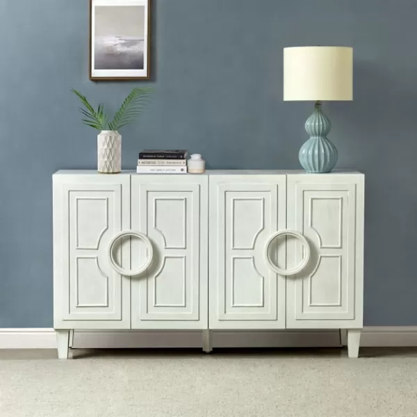 Cabinets & Sideboards-Kirkland's Home Dietrich Wood 4-Door Sideboard White