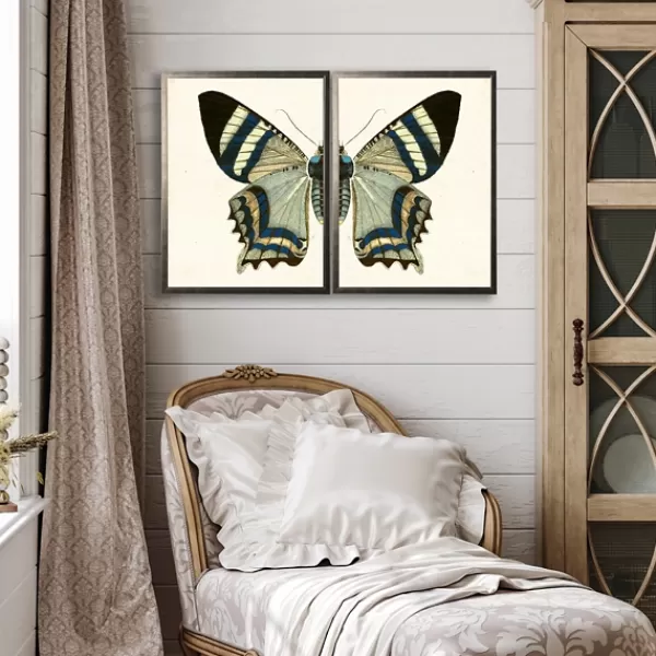 Framed Art-Kirkland's Home Diptych Butterfly Framed Art Print, Set Of 2 Blue/Gray