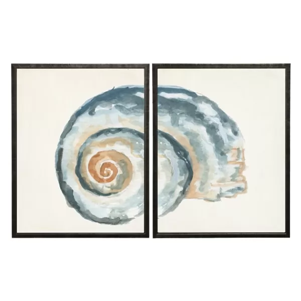 Framed Art-Kirkland's Home Diptych Shell Framed Art Print, Set Of 2 Blue