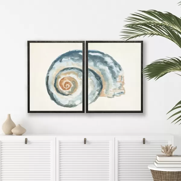 Framed Art-Kirkland's Home Diptych Shell Framed Art Print, Set Of 2 Blue