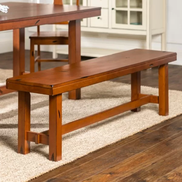 Dining Chairs-Kirkland's Home Dirty Oak Huntsman Wood Dining Bench Brown