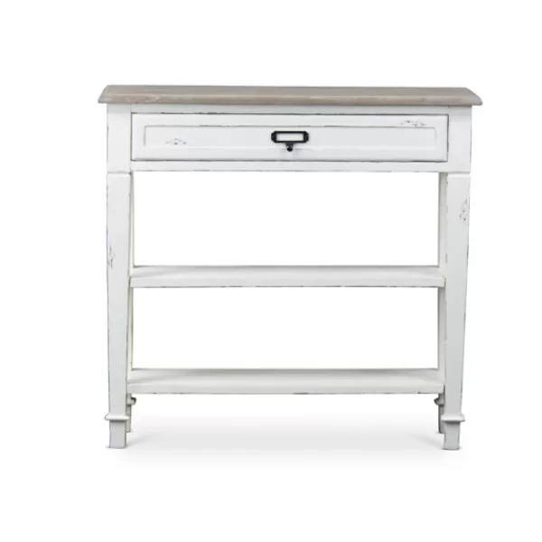 Console Tables-Kirkland's Home Distressed 1-Drawer Console Table White